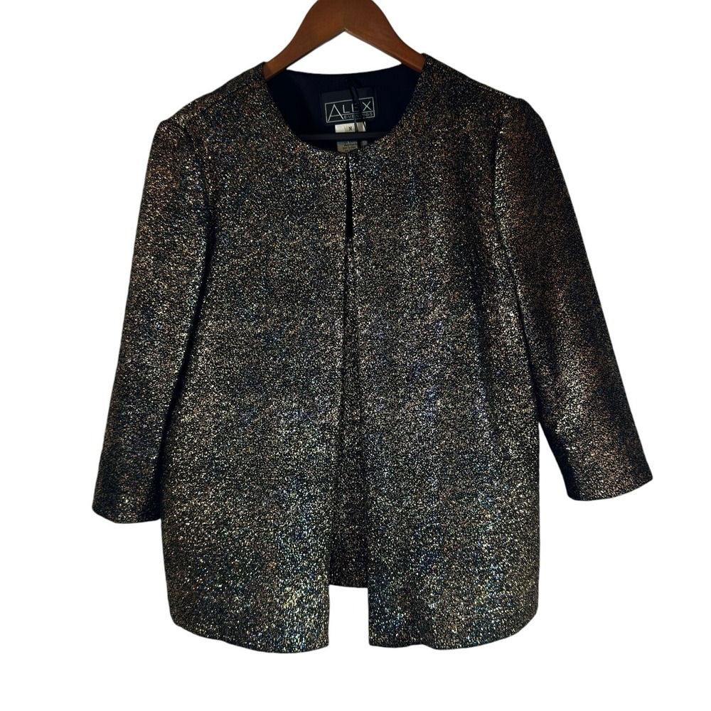 Alex Evenings Womens Jacket & Tank Medium 2 Piece Set Metallic Glitter Whimsical